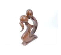 Statuette abstraite Couple Sensuel en bois massif - Marron - Sculptée à la main