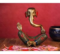 Statuette abstraite de Ganesh, statue de Ganesh, sculpture moderne en laiton de 20,3 cm avec pierre précieuse, dieu hindou, éléphant, Ganapati, Vinayak