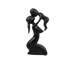 Statuette abstraite Maman et Bébé 20cm en bois noir | Cadeau Baby Shower
