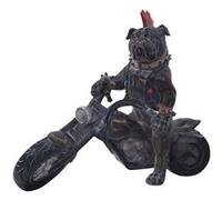 Statuette animal motard en polyrésine Chien noir G