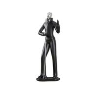 Statuette avec Tête Métallique Élégant, Noir | Silhouette Élancée Sculpturale, Artistique, pour Bibliothèque