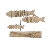 Statuette Banc de Poisson en Bois "Tanoak" 37cm Naturel