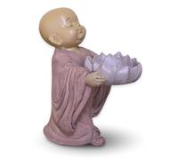 Statuette Bouddha Bougeoir - Porte Bougie Chauffe-Plat - Décoration Zen et Feng Shui - Objet Porte Bonheur - Idée Cadeau Zen - Hauteur : 13cm - Couleur Beige et Vieux Rose - Zen’Light