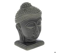 Statuette bouddha ""Yola"" céramique gris H22,5cm - Atmosphera createur d'interieur