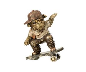 Statuette Bulldog Skateboard "Trendy" 25cm Marron