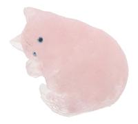 Statuette Chat en Cristal Rose, Décorative et Amulette pour Bureau | Résine Époxy, Finition Délicate et Adorable, Objet de Collection, pour Table D’étude ou Espace de Travail