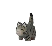 Statuette chat petit 4,7 cm fait main sculpté décoration leurre petits animaux amoureux des chats (chat gris)
