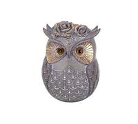 Statuette Chouette De Décoration Grise Et Or 15.5 Cm