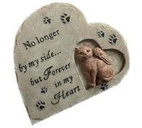 Statuette Commémorative Chat en Résine, Ornement Cœur Ange pour Jardin | Pierre Souvenir pour Animal Disparu, Pose Stable, Finition Délicate, Format Unique