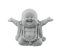 Statuette de Bouddha Gras Souriant Effet Grès pour Intérieur et Extérieur Décoration de Jardin