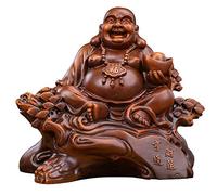 Statuette de Bouddha Rieur, Grande décoration Feng Shui, Maitreya, Dieu de la Richesse, avec Sculpture Yuan Bao, Attire la Richesse et la Chance, Marron
