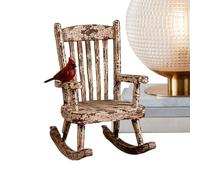 Statuette de chaise à bascule avec oiseau rouge | Décoration de cheminée pour table de chevet, étagère, comptoir, bureau, cuisine, salon, maison