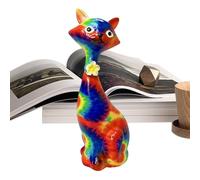 Statuette de chat en résine pour décoration de la maison - Ornements modernes colorés avec impression par transfert pour les amoureux des animaux domestiques, adultes, collectionneurs, adolescents