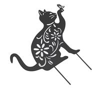 Statuette de Chat Noir en Métal, Décoration Creuse, Statue de Jardin, Paysage, Ornement Creux pour Plug-in, créativité, Statues D'extérieur Noires