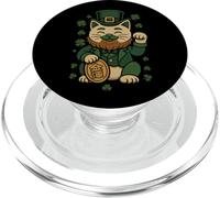 Statuette de Chat pour la Saint-Patrick - Trèfle Porte-Bonheur - pour Adultes et Enfants PopSockets PopGrip pour MagSafe