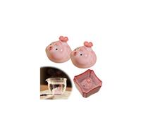 Statuette de cochon en céramique pour animal de compagnie, petit cochon crachant des bulles sous la tasse, faite à la main, décoration amusante pour les amateurs de thé (2 pièces, poisson)