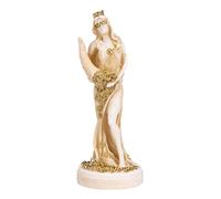 Statuette de déesse de la richesse en forme de dame chanceuse fortuna dorée en albâtre 15 cm