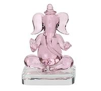 Statuette de dieu rose Ganesh assis et bénédiction avec ses souhaits divins (Murti) en verre de cristal faite à la main