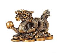 Statuette de dragon chinois en résine - Sculpture Feng Shui pour décoration de maison et de bureau avec symbolisme de bon augure de puissance et de prospérité (bronze L)