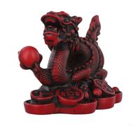 Statuette de dragon chinois en résine - Sculpture Feng Shui pour décoration de maison et de bureau avec symbolisme de bon augure de puissance et de prospérité (acajou S)