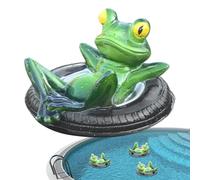 Statuette de Grenouille | Décoration Flottante pour Bassin,Sculpture Animale Allongée sur Pneu de Pelouse pour Maison Arrière-Cour Balcon Piscine et