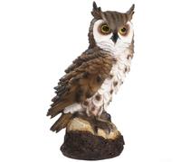 Statuette de hibou en résine peinte à la main - 17 cm - Décoration de jardin pour extérieur, terrasse, cour, pendaison de crémaillère - Marron
