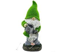 Statuette de jardin en résine à énergie solaire avec étanchéité IP44, vert, 11 x 11 x 28 cm