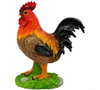 Statuette de jardin en résine peinte à la main en forme de coq pour extérieur, terrasse, pelouse, cour, décoration de ferme, rouge, 15 x 10,5 x 19,5 cm