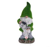 Statuette de nain de jardin à énergie solaire en résine avec lumière pour cour, terrasse, pelouse, figurine d'elfe colorée pour ambiance de soirée (B)