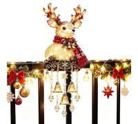 Statuette de Noël lumineuse chaude avec motif Père Noël pour terrasse | Décoration de Noël pour porche, escaliers, jardin, balcon, cour, terrasse, clôture B