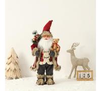 Statuette de Père Noël avec base en plastique et tenue en tissu doux, hauteur 30 cm, classique pour décoration de vacances, convient pour différentes zones d'exposition (1)