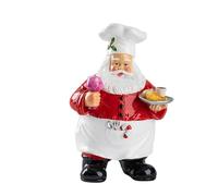 Statuette de Père Noël en résine pour table tenant du pain et du vin, cuisine, salle à manger, intérieur festif (B, 28 x 23 x 43 cm)