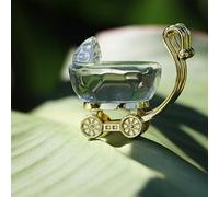 Statuette de poussette en cristal en verre pour décoration de table Feng Shui Presse-papier à collectionner (doré)