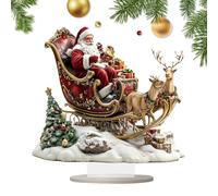 Statuette de renne - Décorations de fête de père Noël avec traîneau de rennes de 10 pouces | Décoration de panneau de table pour la famille saisonnière, pour les fêtes intérieures, bibliothèque