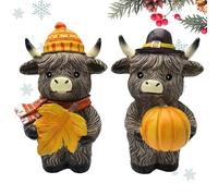 Statuette De Vache Des Highlands | Figurine en Résine de Bétail des Highlands pour Décor Automnal | Statues Vaches Rustiques Décor Maison Automne pour Bureau Étagère Cheminée Table à Manger Action de