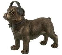 Statuette Déco Bulldog avec Casque 28cm Marron