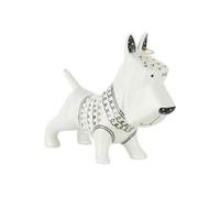 Statuette Déco Chien avec Pull 22cm Blanc & Noir