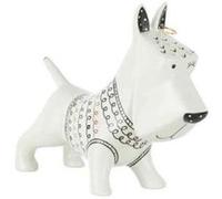 Statuette Déco Chien avec Pull 22cm Blanc & Noir