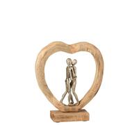Statuette déco Couple 32x9x35c 32cm Bois Clair