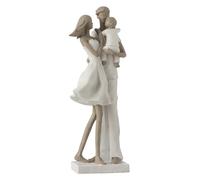 Statuette Déco ""Couple avec Enfant"" 31cm Blanc