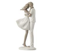 Statuette Déco "Couple Bisou" 24cm Blanc