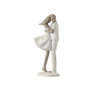 Statuette Déco "Couple Bisou" 24cm Blanc