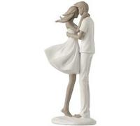 Statuette Déco "Couple Bisou" 24cm Blanc