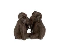 Statuette Déco "Couple d'Éléphants" 25cm Marron Marron G