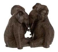 Statuette Déco "Couple d'Éléphants" 25cm Marron Marron G