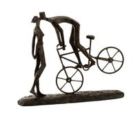 Statuette Déco "Couple sur Vélo" 36cm Marron