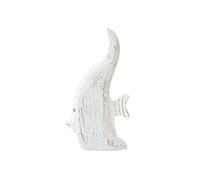 Statuette Déco en Bois "Poisson Antique" 38cm Blanc