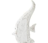 Statuette Déco en Bois "Poisson Antique" 50cm Blanc Blanc G