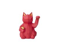 Statuette déco en résine en forme de chat - maneki-neko modernisé - rouge