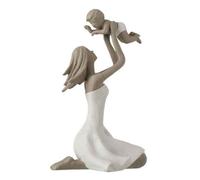 Statuette Déco Maman avec Enfant 18cm Blanc